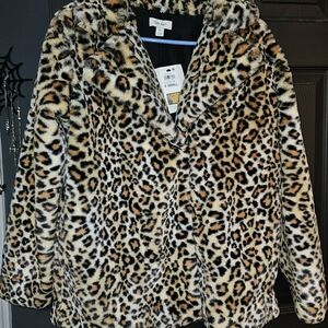 Macy's Leopard Print Faux Fur Coat